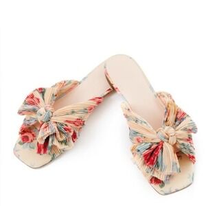 Loeffler Randall- Butter Daphne Knot Flat Sandal - Cream, Pink & Green -Size 6.5